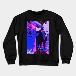 Cyberpunk cityscape city illustration Crewneck Sweatshirt